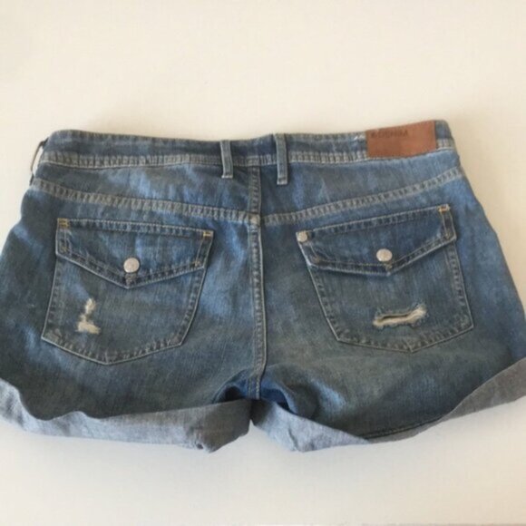 H&M Jean Shorts Flap Pocket Distressed Blue - Picture 2 of 14
